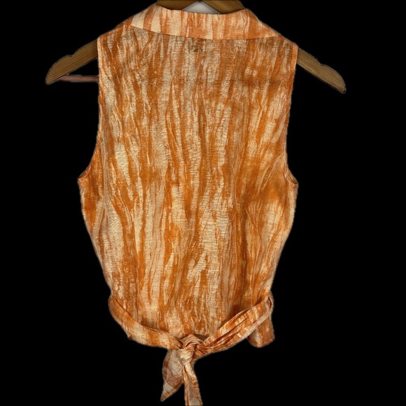 Lafayette 148 NY Women Sleeveless Linen Wrap Blouse Top Sz 4 Party Artsy Boho US - Picture 2 of 8